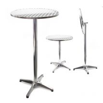 Wiltec Table haute de bar sur pied Pliable – 60x60x74 cm – Réglage en hauteur 74/114 cm / Ø 60 cm / tube Ø 58 mm – en Aluminium – Mange debout –