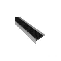 Ivol - Alu-Treppenkantenprofil mit Antirutschbelag - Silber - Antirutsch-Streifen - 46 x 30 x 1350mm - 1 Stück