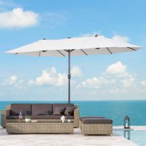 Ombrellone Alu Twin 4,55 x 2,65 m in alluminio beige – Ombrellone da giardino – Facile apertura con manovella – Materiale poliestere 180 gr/mq