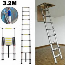 Aluminim Escabeau télescopique multifonction Escabeau pliant Escabeau double Toiture principale 3.2m/10.5FT ,11 étapes échelle