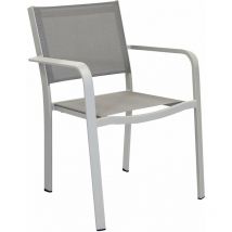 Aluminium Außensairs mit Aluminiumsitz und Rückenlehne in Lyse Textilene - Beige - Beige