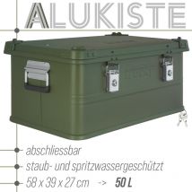 Aluminium Box mit Deckel Grün Alu Kiste Box Alukiste 50 Liter Transportbox Metallbox Alu Aufbewahrungsbox Boxen Abschliessbar Metallkiste Trucky