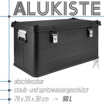 Trucky - Aluminium Box mit Deckel Schwarz Alu Kiste Box Alukiste 90 Liter Transportbox Metallbox Alu Aufbewahrungsbox Boxen Abschliessbar Metallkiste