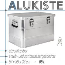 Aluminium Box mit Deckel Silber Alu Kiste Box Alukiste 65 Liter Transportbox Metallbox Alu Aufbewahrungsbox Boxen Abschliessbar Metallkiste Trucky