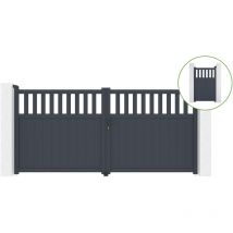 Portail battant 3,4m santis H.160cm alu + portillon santis H.160 gris