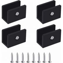 Aluminiumlegierung, für 8–10 mm dickes Glas, Glasklemme, 4 Stück Glasregalhalterung, schwarze Glasregalhalterung, verstellbare Glasregalhalterung
