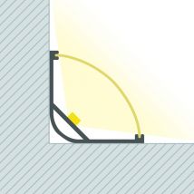 Aluminiumprofil Ecke Rund mit durchgehender Abdeckung für led Streifen bis 20 mm Aluminium 30 m Weiß transluzent