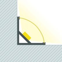 Ledkia - Aluminiumprofil Ecke rund mit durchgehender Abdeckung für LED-Streifen bis zu 10 mm Aluminium 2 m Weiß transluzent