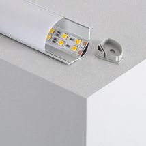 Ledkia - Aluminiumprofil Ecken mit Runder Durchgehender Abdeckung für LED-Streifen bis 20mm Milchweiße runde Klemme 20 m