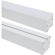 Efectoled - Aluminiumprofil Hängend Xl 50x50 Für Led Streifen Bis 45 Mm Mit Durchgehender Abdeckung Weiß 2 M Weiß Transluzent