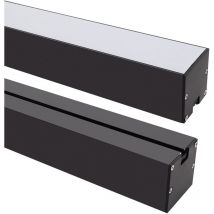 Aluminiumprofil Hängend Großformat mit durchgehender Abdeckung für LED-Streifen bis 45 mm Schwarz 8 m Weiß transluzent