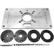 Aluminum Alloy Table Insert Plate with 4 Rings for Woodworking Bench, 235 mm x 120 mm x 8 mm