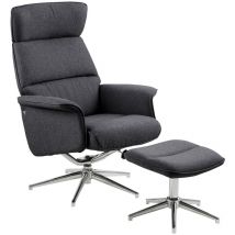 Alura Sessel Relaxsessel mit Hocker dunkelgrau, chrom.