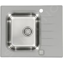 Alveus - Altone - Évier 600x500 mm, avec commande de vidage, verre gris / inox 1130526