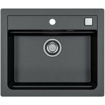 Atrox - Granit-Spüle 59x50 cm, mit Ablaufsystembedienung, carbon 1131996 - Alveus