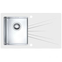 Karat - Spüle 86x50 cm, mit Ablaufsystembedienung, Glas weiß/Edelstahl 1102771 - Alveus