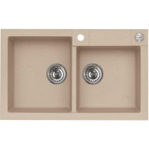 Alveus - Rock - Lavello in granito 78x48 cm, con comando dello scarico, beige 1090962