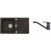 Alveus - Sets - Ensemble d'évier Niagara 30 et la robinetterie Nina, carbone SETA142