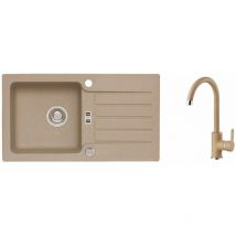 Alveus Sets - Ensemble d'évier Niagara 30 et la robinetterie Tonia, beige SETA152