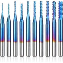 10Pcs Nano Blue Coat cnc Milling Cutter, 0.8-3mm, 1/8 Shank - Alwaysh