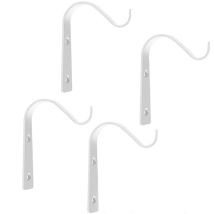 Alwaysh - 4 Pieces Wall Hanging Plant Hook, Metal Garden Hanging Hooks, Black Wall Hooks, for Outdoor, Indoor, Garden, Hanging Baskets(White)