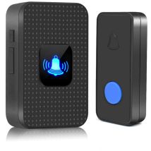 Wireless Doorbell, Mini Door Bell IP55 Outdoor Waterproof Electronic Chime Kit 300M Range, 55 Melodies at 5 Volume Levels, Blue led for Home Office
