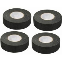 AlwaysH 4 Pieces Black Auto Adhesive Tape (1.5cm x 15m) - Car Cloth Tape, High Temperature Adhesive Tape, Heavy Duty Black Scotch Tape, Fabric Scotch