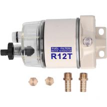 Alwaysh - Complete Fuel Filter Water Separator Kit, Marine Spin-on Fuel Filter Water Separator Flow 30 gph with Automatic Drain R12T Replacement