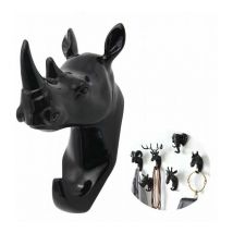 Alwaysh - Porte-manteau et porte-manteau Porte-serviettes Crochet mural Clé Porte-manteau Animal Noir Rhino