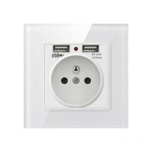 Prise Murale,Carivent Prise Electrique Murale avec Double usb - Chargeur pour iPhone/Android(1 pcs)