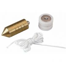 Alyco - 197946 - Plomada magnetica de acero cincado de 1000 gr nuez de madera y 5 m cuerda nylon, Nero