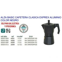 Alza - basic cafetera clasica expres aluminio negra 3 tazas 6031