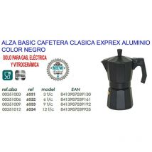 alza basic cafetera clasica expres aluminio negra 9 tazas 6033