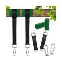 Amaca 1,50 m x 2, attacco per amaca, kit cinghia di sospensione regolabile, con anello a d - Moschettoni di fascia alta - Carico massimo 500 kg,