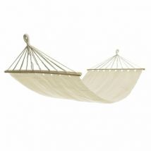 Amaca da giardino 200x100 cm con telo in cotone e aste in legno - Beige