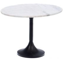 Hellin - Bout de canapé tulipe en métal noir et marbre blanc D55 - argos