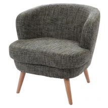 Hellin - Fauteuil rétro en tissu chiné et piétement en bois - dagobert