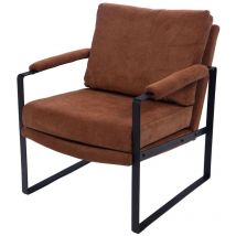 Hellin - Fauteuil à accoudoirs en métal et velours côtelé - indy
