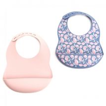 Amadeus - Lot de 2 bavoir Gingko rose