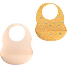 Amadeus - Lot de 2 bavoirs rose et jaune