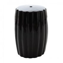 Tabouret Hortance noir en céramique – 49 cm – Mobilier d'intérieur – Tabouret de bar – Céramique, Noir, 34x34 cm