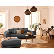 Lisa Design - Amadora - canapé droit 4 places en velours côtelé - gris