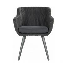 CHALET & JARDIN Chaise-fauteuil Amadora en résine tressée - pieds en aluminium - Anthracite