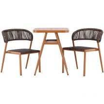 Amadora set de jardin table, 2 chaises marron.