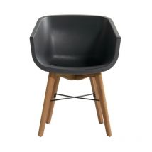 CHALET & JARDIN Lot de 2 chaises Amalia Eucalyptus en résine - pieds en bois - Anthracite