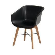 CHALET & JARDIN Lot de 2 chaises Amalia Eucalyptus en résine - pieds en bois - Noir