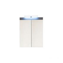 Trendteam - AmandaMandoBea Armoire de toilette murale avec miroir b, 2 portes, miroir, gris, gris agave brillant.
