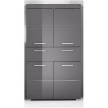Trendteam - Colonne double amanda - 4 portes + 1 tiroir - L73 x P31 x H130 cm - Gris