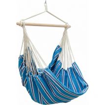 Amaca per sedersi 2 persone 150kg sedile sospeso a 2 posti poltrona di cotone 185x130cm incl perno girevole 360° Righe Blu - blau - Amanka