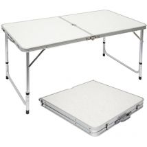 Amanka - Mesa para acampada 120x60x70cm de aluminio plegable portátil como si fuera un maletín altura regulable para pícnic camping Gris Claro